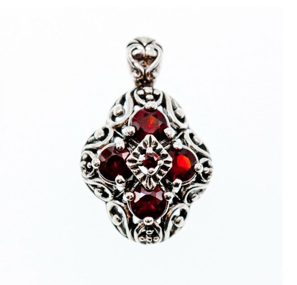 925 Sterling Silver Garnet Pendant